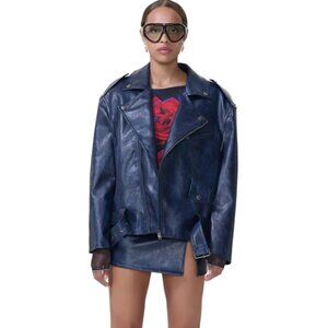 AFRM Blaise Black Faux Leather NWT Moto Jacket Sz Small